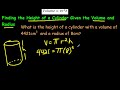 Cylinder Volume and Dimensions Assessment