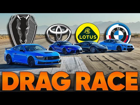 Ultimate Drag Race: Mustang Darkhorse vs Camaro vs Supra vs Lotus Amira