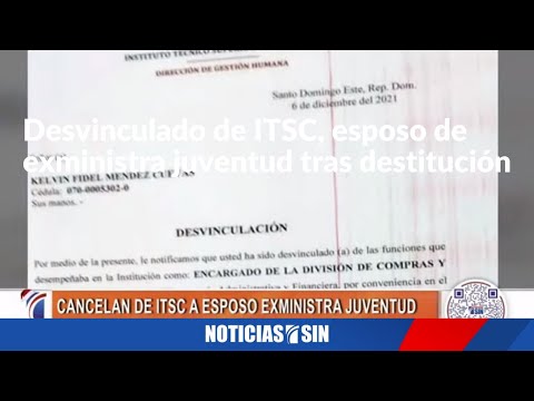 Desviculado de ITSC, esposo de exministra juventud tras su destitución