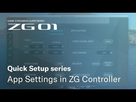 App Settings in ZG Controller: Yamaha ZG01 Quick Setup series