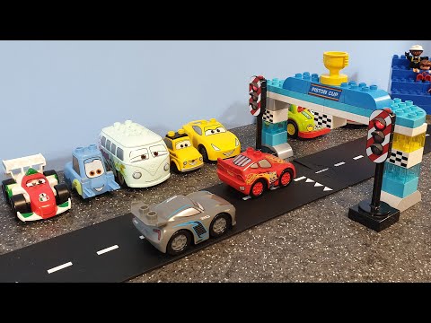 Cars 3 Racing Storm Crash Lightning McQueen vs Jackson Storm Lego Duplo Race Video for Kids