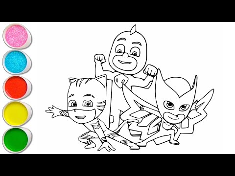 How to Draw Catboy, Owlette & Gekko Drawing, Painting & Coloring for kids | Pj Masks Drawing