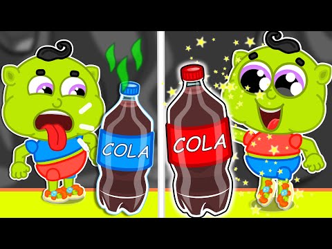 Lion Family | Healthy Food vs Junk Food Red vs Blue Soda Water | Cartoon for Kids