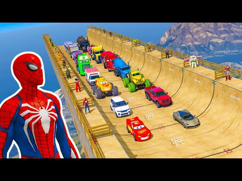 GTAV SPIDER-MAN 2, FIVE NIGHTS AT FREDDY'S, THE AMAZING DIGITAL CIRCUS Join in Epic New Stunt Racing