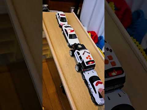Police Car Go and Back Slide into a hole  #toys #policecar #minicar