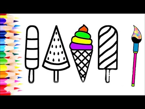 Bolalar uchun Krem rasm chizish Drawing Fruit ice cream for children How to draw for kids