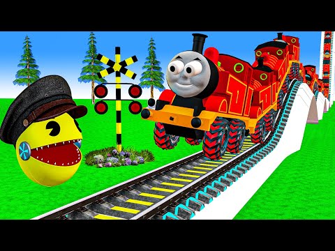 【踏切アニメ】あぶない電車 TRAIN THOMAS 🚦 Fumikiri 3D Railroad Crossing Animation Kereta Api Kartun #123