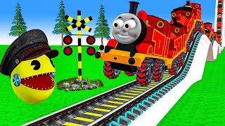 【踏切アニメ】あぶない電車 TRAIN THOMAS 🚦 Fumikiri 3D Railroad Crossing Animation Kereta Api Kartun #123