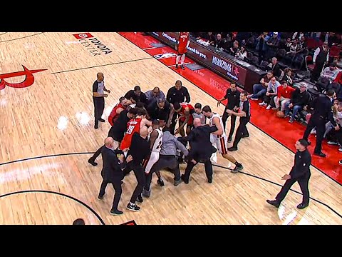 AMEN THOMPSON THREW TYLER HERRO TO THE GROUND 😱  BIG FIGHT in Heat vs Rockets Game