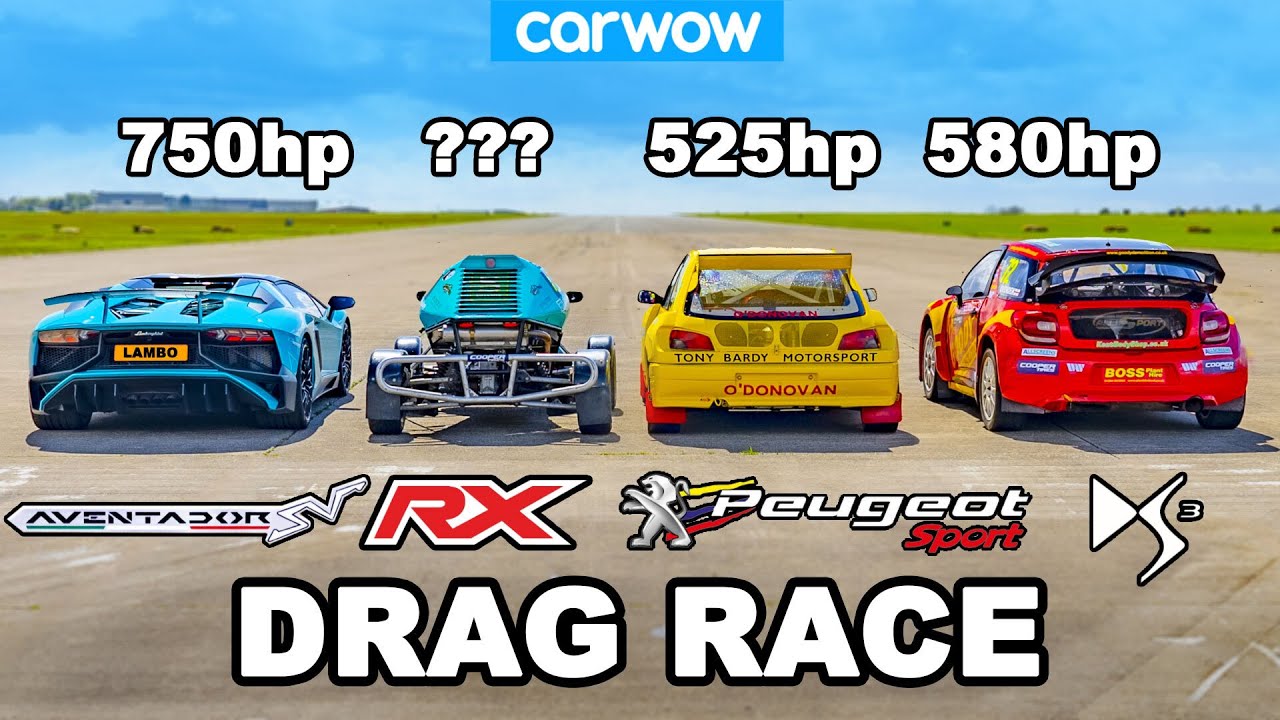 Lamborghini Aventador SV vs -1M Rallycross Racers: DRAG RACE
