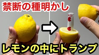 レモンの中にトランプが瞬間移動する手品！仕掛けを知っても感動する最高のマジック【種明かし】card in lemon Magic trick explanation