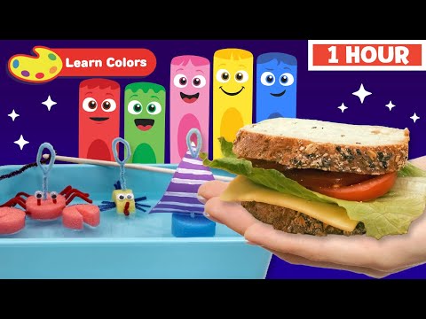 Color Crew Magic - Learn Colors for kids | Sandwich & Fishing Game | How to Draw | First University