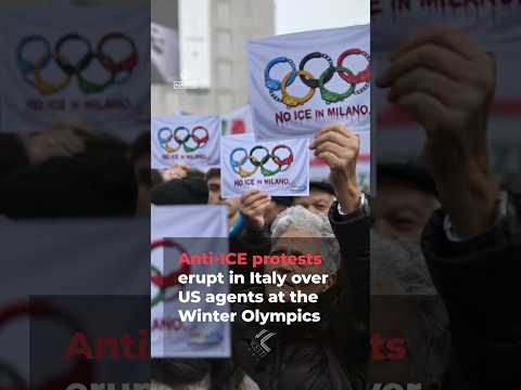 'No ICE in Italy': Hundreds protest Winter Olympic deployment | AJ #shorts