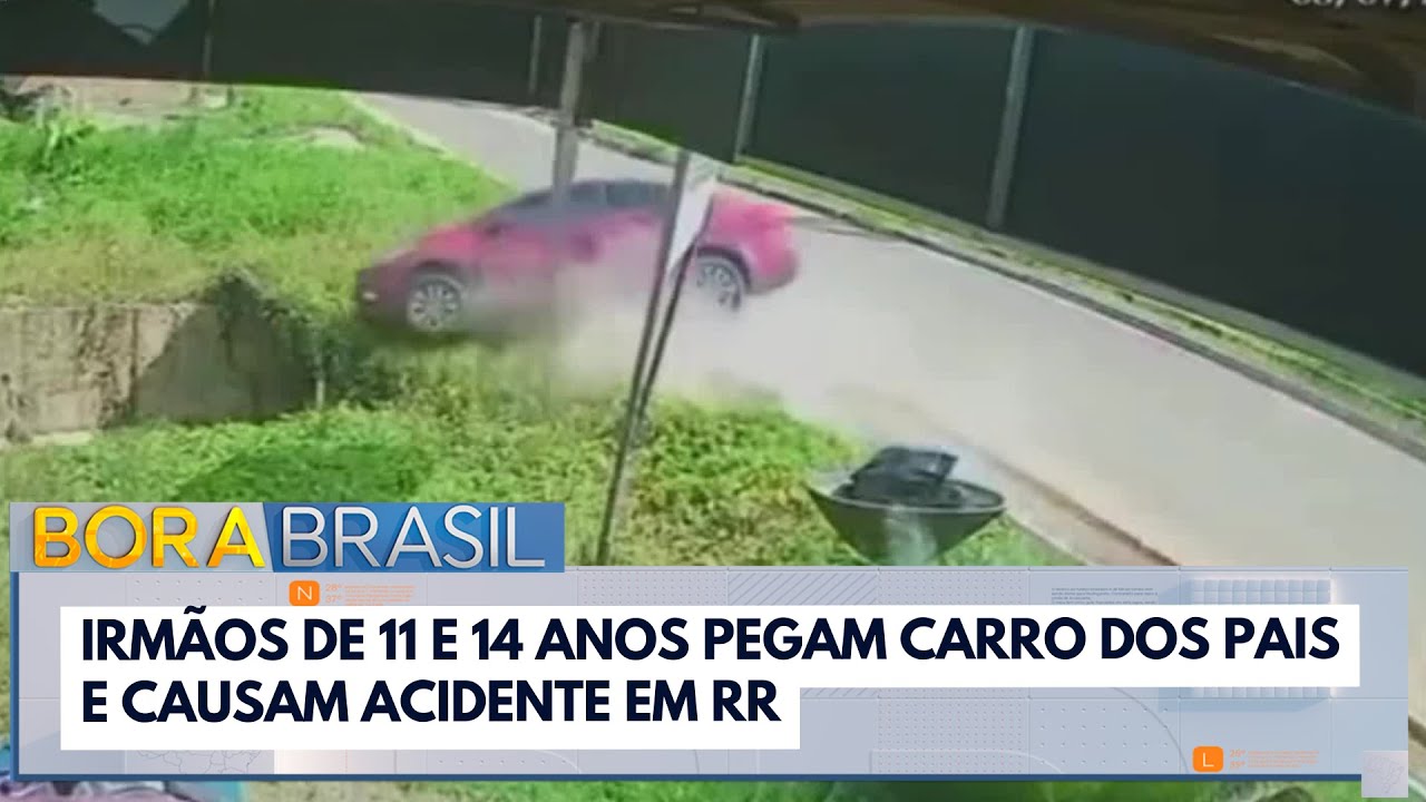 Irmãos de 11 e 14 anos pegam carro dos pais e causam acidente em RR