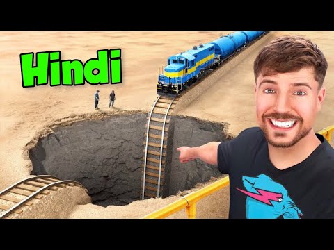 Train Vs Giant Pit @MrBeast Hindi Video