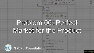 Problem 06: Perfect Market for the Product