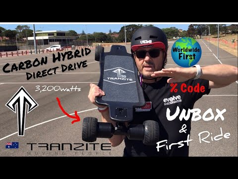 Tranzite Hybrid Carbon Direct Drive - Unbox & First Ride - Andrew Penman EBoard Reviews Vlog No.167
