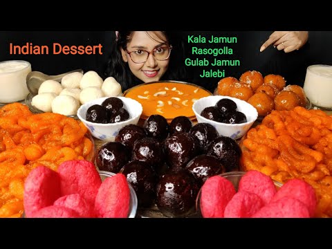Eating Indian Sweets | Rasgulla, Gulab Jamun, Kala Jamun, Rabdi | Big bites | Asmr Eating | Mukbang