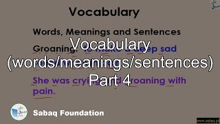 Vocabulary (words/meanings/sentences) Part 4