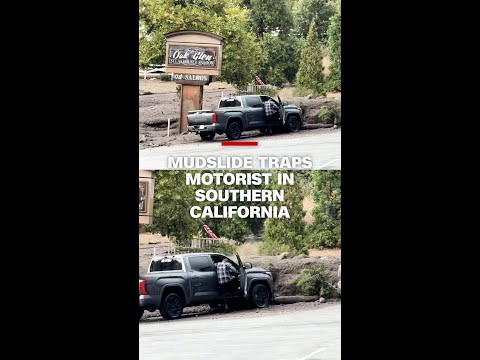 Mudslide traps motorist in Southern California