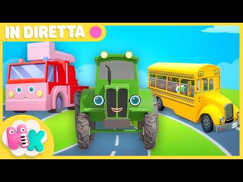 🔴 IN DIRETTA 24/7 🥁🚒 Canzoni sui Veicoli per Bambini 🚌🎶 Il Trattore, le Ruote del Bus... | HeyKids
