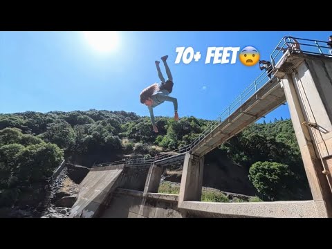 Jumping off CRAZY Flowing Dam | California