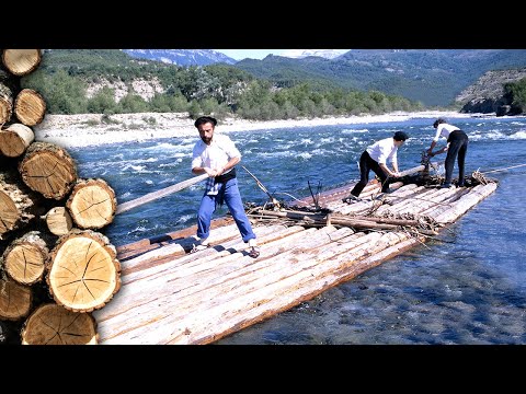 Los NAVATEROS. Así arriesgaban su vida en BALSAS SIN MOTOR transportando TRONCOS por RÍOS DE MONTAÑA