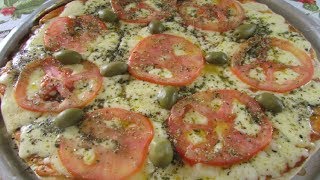 Pizza de mussarela (Massa super simples)