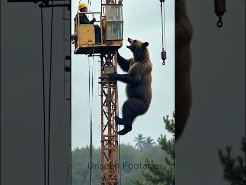 Bear attacks on crane operator #youtubeshorts #shortsvideo #shorts #short #bear #crane #wildlife