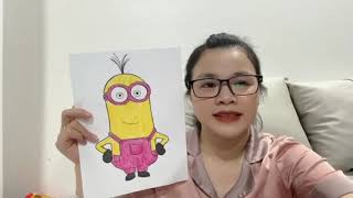 Coloring minion wearing pink shirt  | Trang Coloring