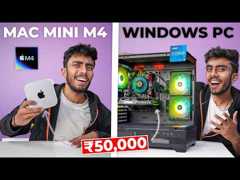 50,000/- RS MAC Mini M4 VS Windows PC!🔥 Hard Gaming & Editing Test *Shocking Result*⚡