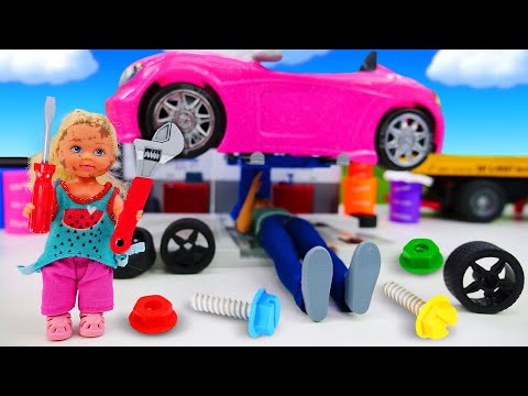 Une grande réparation de la voiture de Barbie dans le garage de Ken🚙🔧Vidéo amusante avec poupées