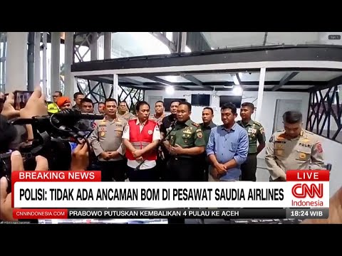 Breaking News Konferensi Pers Update Ancaman Bom Pesawat Saudia Airlines di Medan