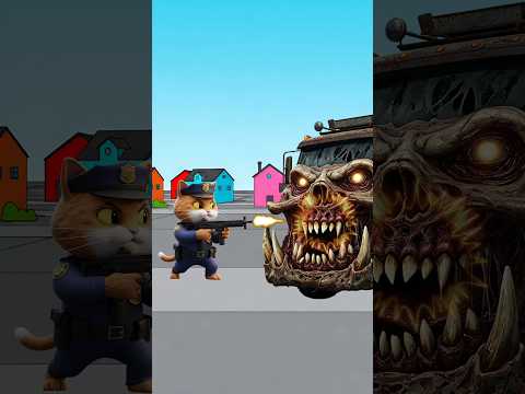 Polisi Kucing Lawan Mobil Truk Zombie #animation #cartoon #kartun #animasi