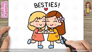 How to Draw Cute Besties – Step by Step Sketch & Coloring Tutorial