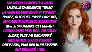 Ma sœur s'est tenue au tribunal en tenant la main de mon mari et a exigé : "Payez ou poussez-vous."