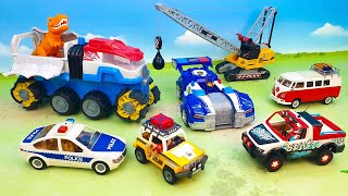 Paw Patrol Rescues Dinosaurs. Ambulance, Police car, Construction Vehicles: Excavator, Dump Truck.