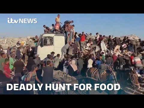 At least 20 reportedly killed under food lorries in Gaza as search for food proves deadly | ITV News