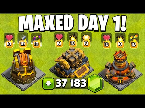 Maxing All 3 Craftable Defenses in Clash of Clans! (Hook Tower, Flame Spinner & Crushing Mortar)