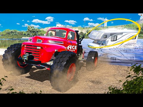 Towing Trucks Stuck in Muddy Swamp in GTA 5 RP!