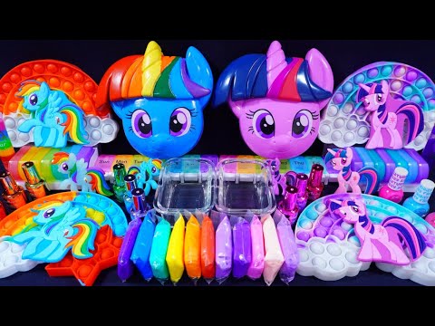 "Rainbow Dash VS Twilight Sparkle" Slime. #mylittlepony  Mixing Makeup into clear slime! #슬라임 (576)