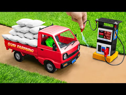 diy mini truck loading rice for animal feed science project @sunfarming7533