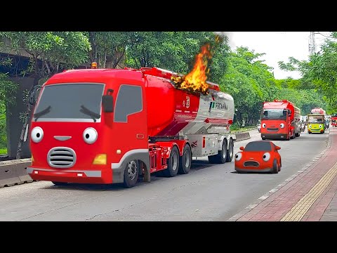 Disini Markas Truk Tangki Pertamina, Truk Molen, Truk Oleng, Bus Telolet Basuri Mirip Teman Tayo