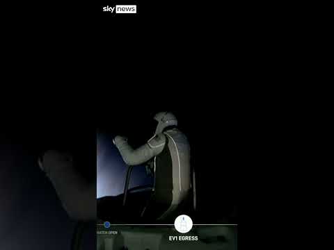 Moment spacewalker exits capsule