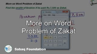 More on Word Problem of Zakat
