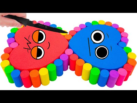 Satisfying Video | How To Make Rainbow Double Heart From Kinetic Sand Cutting ASMR | Yo Yo Candy
