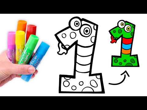Dibuja y Colorea el NÚMERO 1 como una Serpiente 1️⃣🌈🐍 Dibujos fáciles