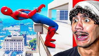 Reagindo a FAILS e Momentos Engraçados do HOMEM-ARANHA no GTA 5