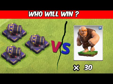 Can the Giant Survive 3 Max-Level Cannons? 💥 | Clash of Clans Challenge!