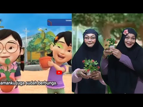 Tiru Aksi Upin Ipin || Anak Pokok Sudah Tumbuh Bunga